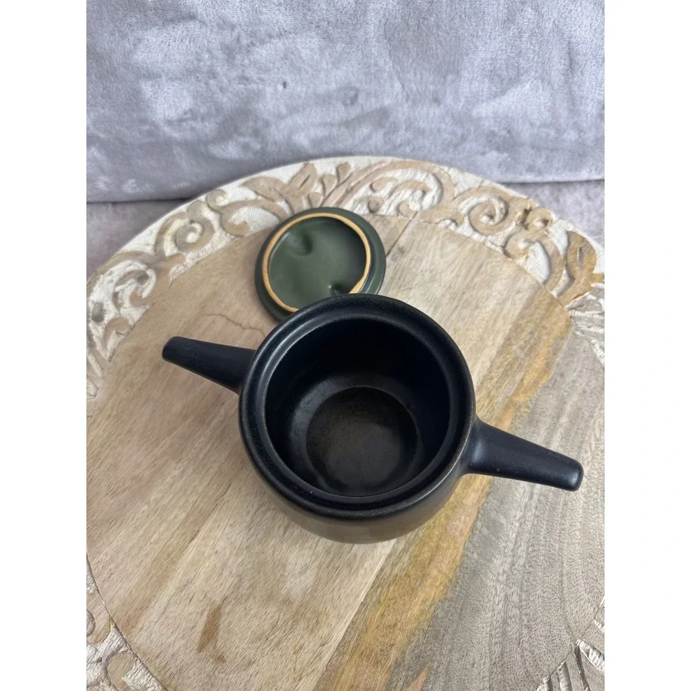 Vintage‎ Roseville USA Black Matte pottery Bowl Double handled USA MCM